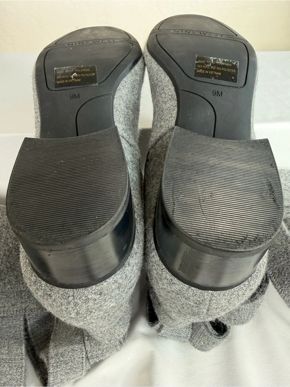 Nine West Ooohaah Gray Wool Over-the-Knee Woven Criss Cross Back Boots EUC SZ 9